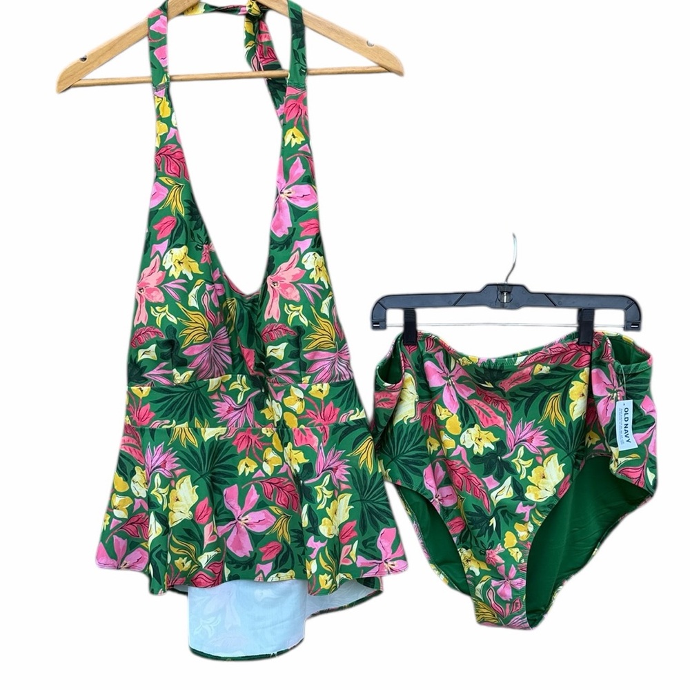 Old Navy Tropical Floral Halter Tankini Set size 3X NEW